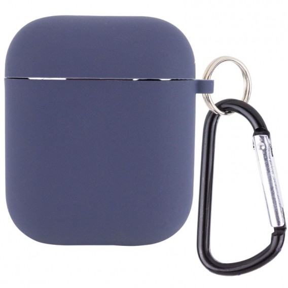 Силіконовий футляр з мікрофіброю для навушників Airpods 1/2 (Темно-синій / Midnight blue)