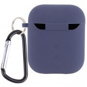 Силіконовий футляр з мікрофіброю для навушників Airpods 1/2 (Темно-синій / Midnight blue)