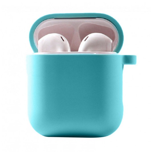 Силіконовий футляр з мікрофіброю для навушників Airpods 1/2 Бірюзовий / Marine Green