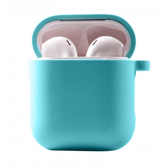 Силіконовий футляр з мікрофіброю для навушників Airpods 1/2 (Бірюзовий / Marine Green)