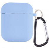 Силиконовый футляр с микрофиброй для наушников Airpods 1/2 Голубой / Lilac Blue