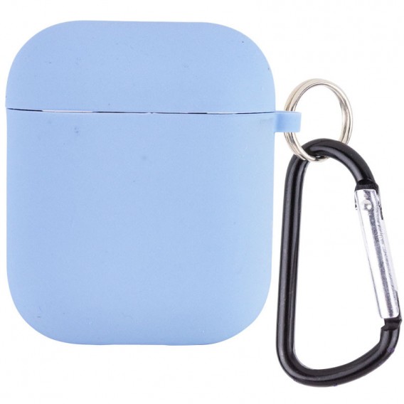 Силіконовий футляр з мікрофіброю для навушників Airpods 1/2 (Блакитний / Lilac Blue)