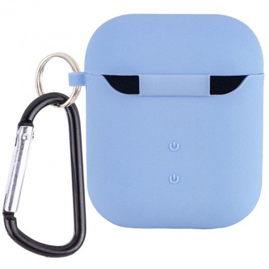 Силіконовий футляр з мікрофіброю для навушників Airpods 1/2 Блакитний / Lilac Blue - зображення 1 