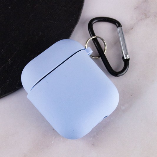 Силіконовий футляр з мікрофіброю для навушників Airpods 1/2 Блакитний / Lilac Blue - зображення 3 
