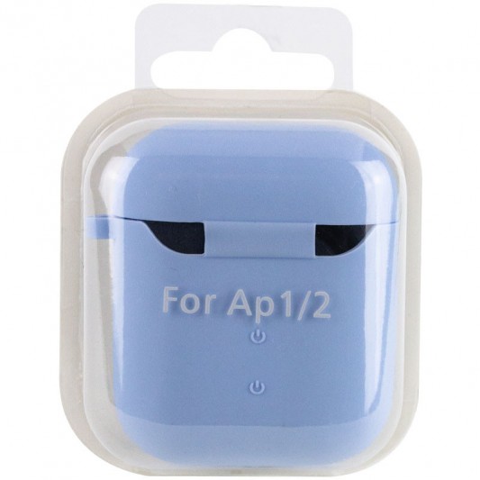 Силіконовий футляр з мікрофіброю для навушників Airpods 1/2 Блакитний / Lilac Blue - зображення 9 