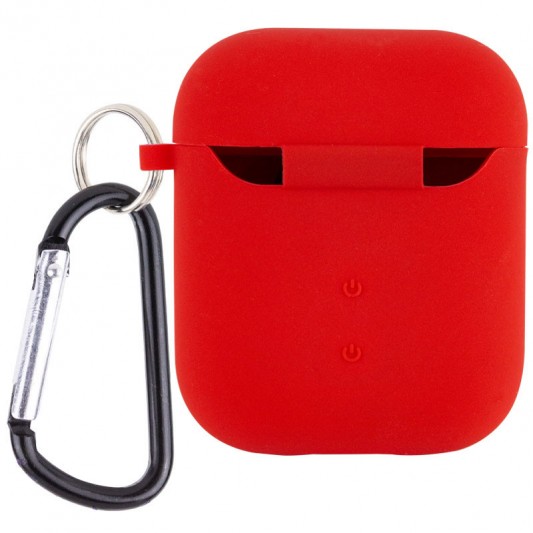 Силіконовий футляр з мікрофіброю для навушників Airpods 1/2 Червоний / Red - зображення 1 