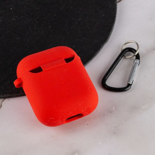 Силіконовий футляр з мікрофіброю для навушників Airpods 1/2 Червоний / Red - зображення 2 