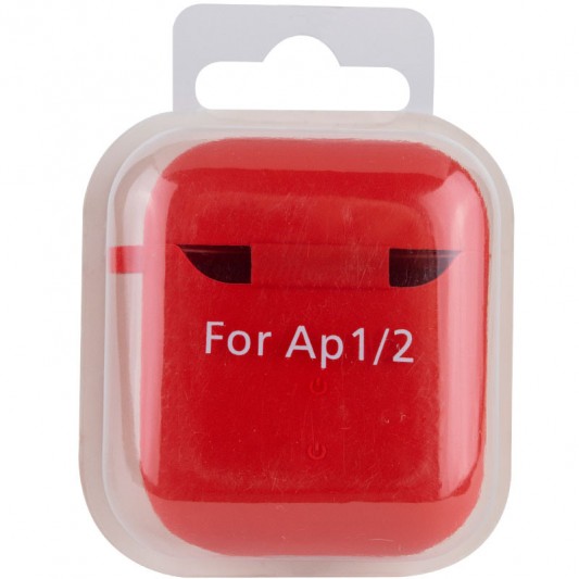Силіконовий футляр з мікрофіброю для навушників Airpods 1/2 Червоний / Red - зображення 4 