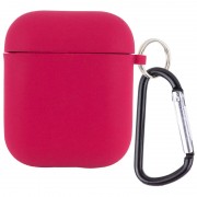 Силіконовий футляр з мікрофіброю для навушників Airpods 1/2 (Червоний / Rose Red)