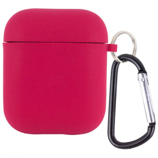 Силіконовий футляр з мікрофіброю для навушників Airpods 1/2 Червоний / Rose Red