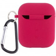 Силіконовий футляр з мікрофіброю для навушників Airpods 1/2 (Червоний / Rose Red)