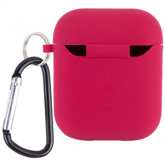 Силіконовий футляр з мікрофіброю для навушників Airpods 1/2 Червоний / Rose Red - зображення 1 