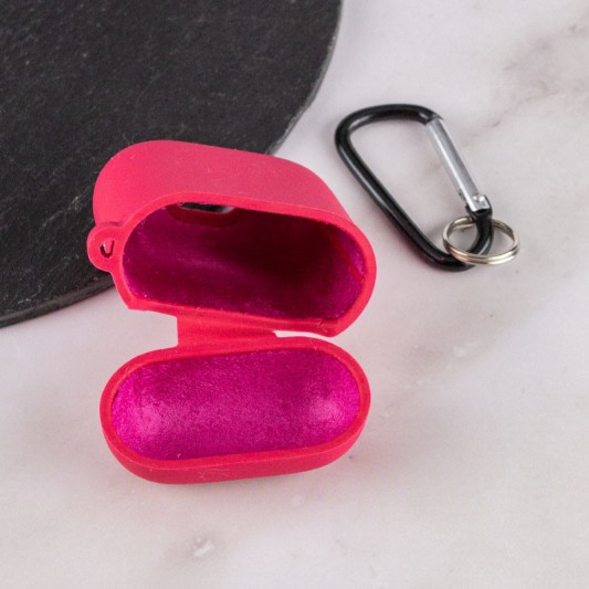 Силіконовий футляр з мікрофіброю для навушників Airpods 1/2 Червоний / Rose Red - зображення 5 