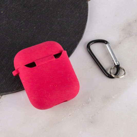 Силіконовий футляр з мікрофіброю для навушників Airpods 1/2 Червоний / Rose Red - зображення 7 