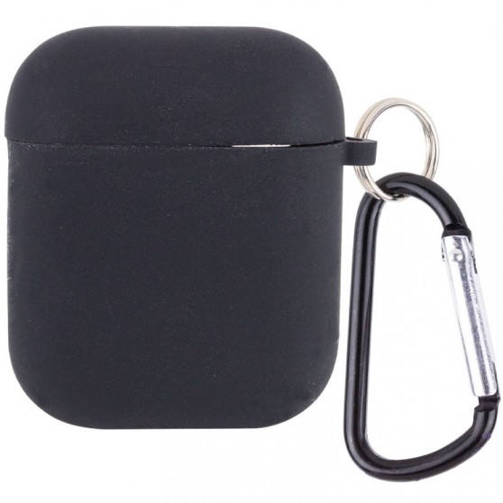 Силіконовий футляр з мікрофіброю для навушників Airpods 1/2 (Чорний / Black)