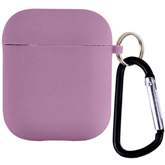 Силиконовый футляр с микрофиброй для наушников Airpods 1/2 Лиловый / Lilac Pride