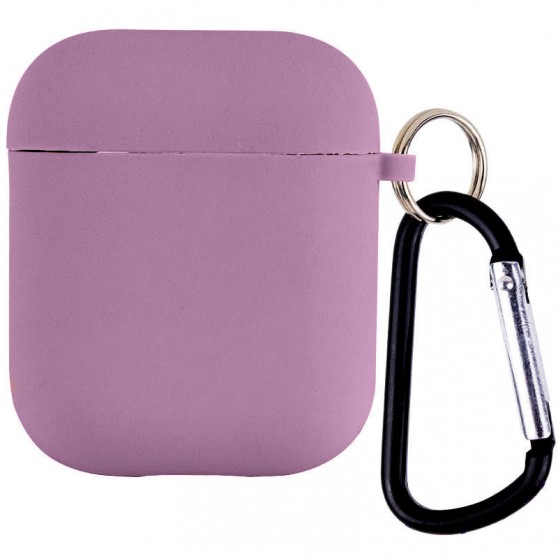 Силиконовый футляр с микрофиброй для наушников Airpods 1/2 Лиловый / Lilac Pride