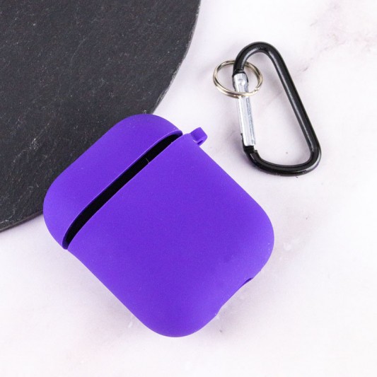 Силіконовий футляр з мікрофіброю для навушників Airpods 1/2 Фіолетовий / Ultra Violet - зображення 3 