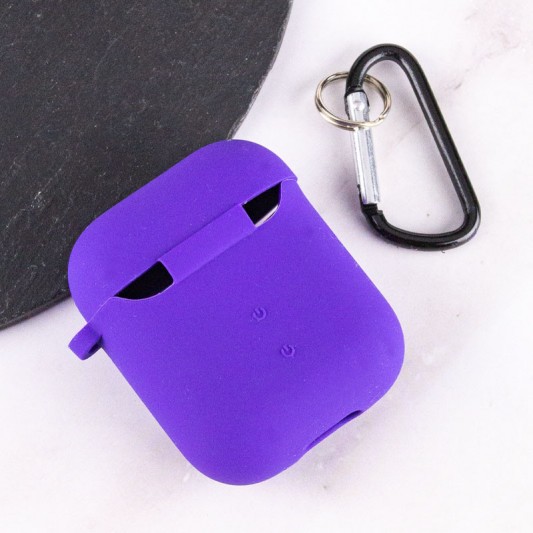 Силіконовий футляр з мікрофіброю для навушників Airpods 1/2 Фіолетовий / Ultra Violet - зображення 5 