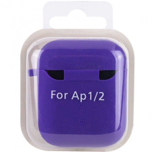 Силіконовий футляр з мікрофіброю для навушників Airpods 1/2 Фіолетовий / Ultra Violet - зображення 9 