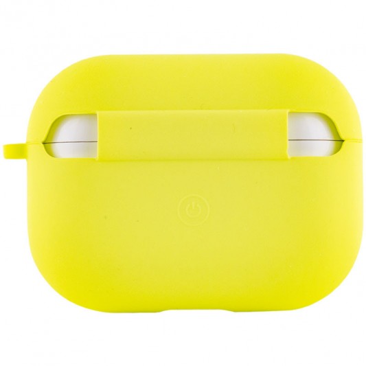 Силіконовий футляр з мікрофіброю для навушників Airpods Pro Жовтий / Bright Yellow - зображення 3 