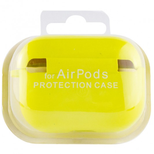 Силіконовий футляр з мікрофіброю для навушників Airpods Pro Жовтий / Bright Yellow - зображення 5 
