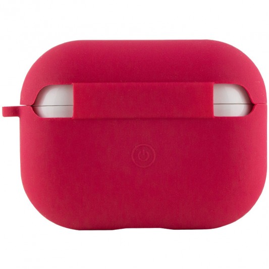 Силиконовый футляр с микрофиброй для наушников Airpods Pro Красный / Rose Red - изображение 3