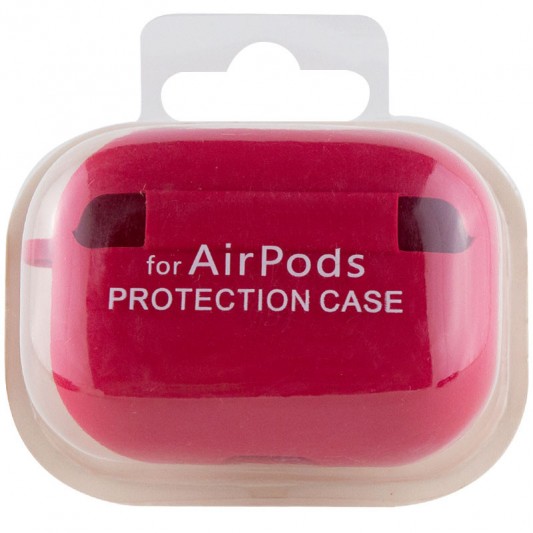 Силиконовый футляр с микрофиброй для наушников Airpods Pro Красный / Rose Red - изображение 5