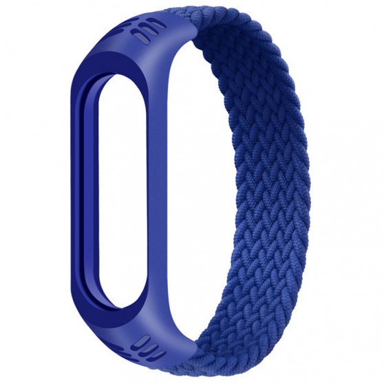 Тканинний монобраслет Braided Solo Loop для Xiaomi Mi Band 3/4/5/6 (M) (Синій)