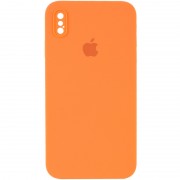 Чохол для iPhone XS Silicone Case Square Full Camera Protective (AA) (Помаранчевий / Papaya)