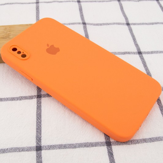 Чохол Silicone Case Square Full Camera Protective (AA) для Apple iPhone X / XS (5.8") Помаранчевий / Papaya - зображення 1 