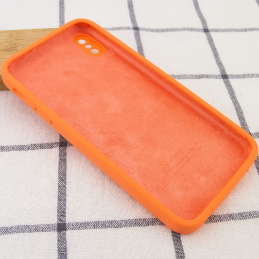Чохол Silicone Case Square Full Camera Protective (AA) для Apple iPhone X / XS (5.8") Помаранчевий / Papaya - зображення 2 