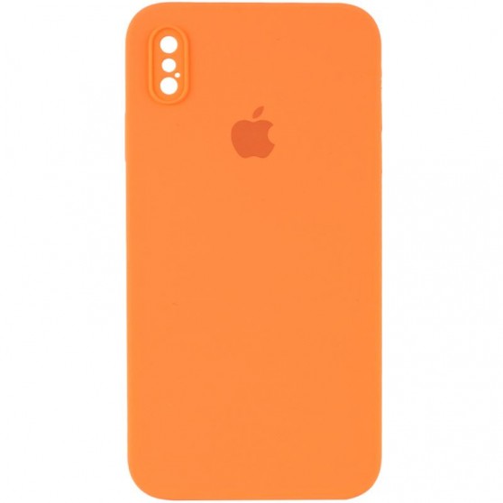 Чехол Silicone Case Square Full Camera Protective (AA) для Apple iPhone X / XS (5.8") Оранжевый / Papaya