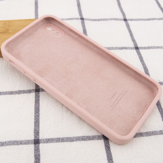 Чохол Silicone Case Square Full Camera Protective (AA) для Apple iPhone X / XS (5.8") Рожевий / Pink Sand - зображення 2 