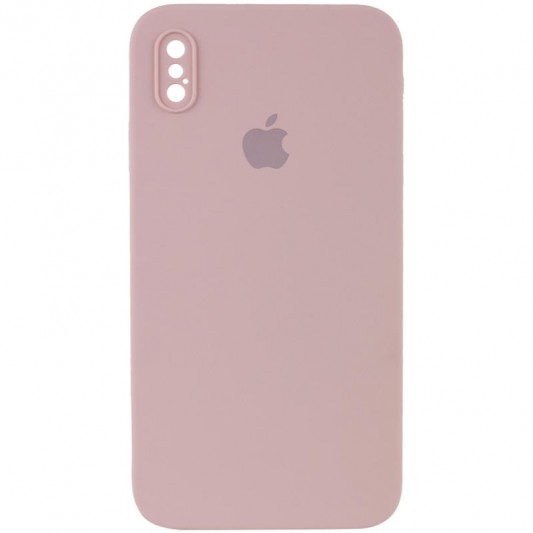 Чехол Silicone Case Square Full Camera Protective (AA) для Apple iPhone X / XS (5.8") Розовый / Pink Sand