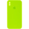 Чохол для iPhone XS Silicone Case Square Full Camera Protective (AA) (Салатовий / Neon green)