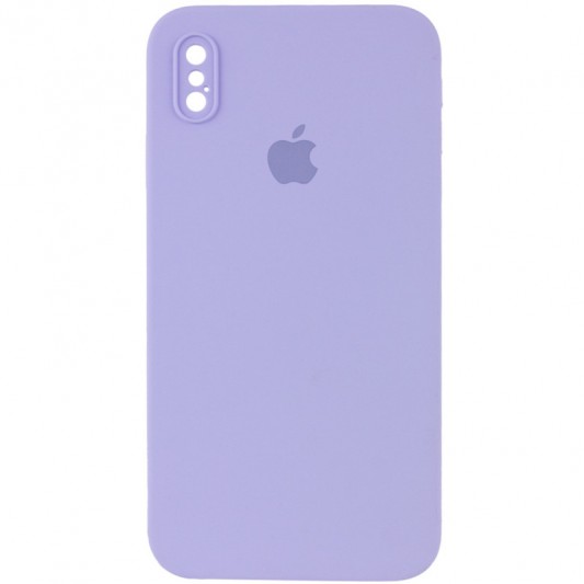 Чохол Silicone Case Square Full Camera Protective (AA) для Apple iPhone X / XS (5.8") Бузковий / Dasheen