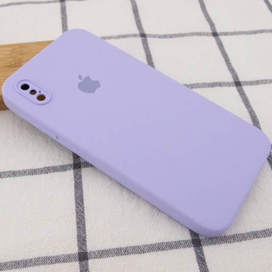 Чохол Silicone Case Square Full Camera Protective (AA) для Apple iPhone X / XS (5.8") Бузковий / Dasheen - зображення 3 