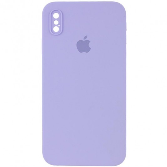 Чехол Silicone Case Square Full Camera Protective (AA) для Apple iPhone X / XS (5.8") Сиреневый / Dasheen