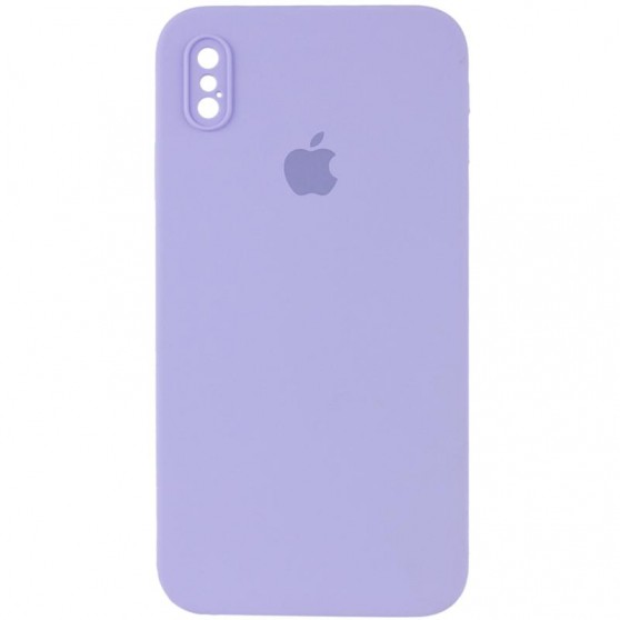 Чехол Silicone Case Square Full Camera Protective (AA) для Apple iPhone X / XS (5.8") Сиреневый / Dasheen