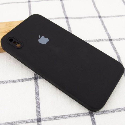 Чохол Silicone Case Square Full Camera Protective (AA) для Apple iPhone X / XS (5.8") Чорний / Black - зображення 1 