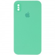 Чохол Silicone Case Square Full Camera Protective (AA) для Apple iPhone X / XS (5.8") Зелений / Spearmint