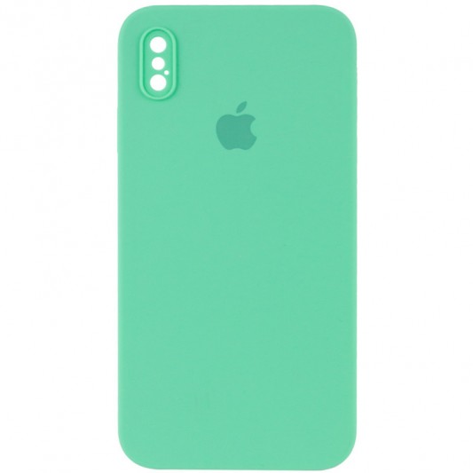Чохол Silicone Case Square Full Camera Protective (AA) для Apple iPhone X / XS (5.8") Зелений / Spearmint
