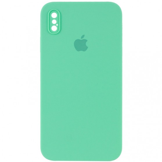 Чехол Silicone Case Square Full Camera Protective (AA) для Apple iPhone X / XS (5.8") Зеленый / Spearmint
