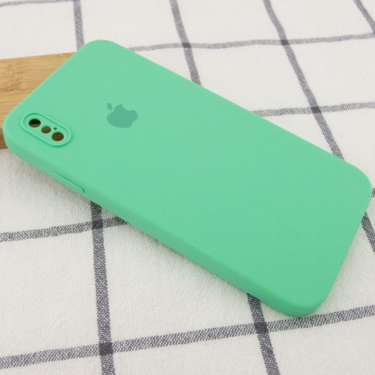 Чохол Silicone Case Square Full Camera Protective (AA) для Apple iPhone X / XS (5.8") Зелений / Spearmint - зображення 1 