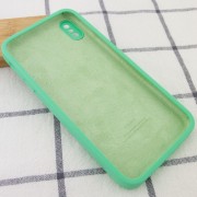 Чохол для iPhone XS Silicone Case Square Full Camera Protective (AA) (Зелений / Spearmint)