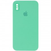 Чохол Silicone Case Square Full Camera Protective (AA) для Apple iPhone X / XS (5.8") Зелений / Spearmint