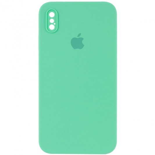Чохол Silicone Case Square Full Camera Protective (AA) для Apple iPhone X / XS (5.8") Зелений / Spearmint