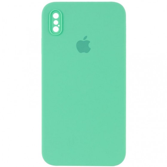 Чехол Silicone Case Square Full Camera Protective (AA) для Apple iPhone X / XS (5.8") Зеленый / Spearmint