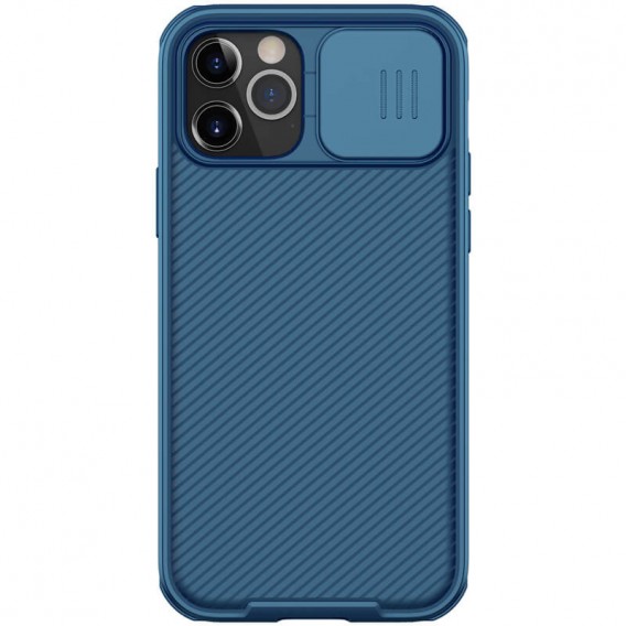 Карбоновая накладка для iPhone 13 Pro Max Nillkin Camshield (шторка на камеру) (Синий / Blue)